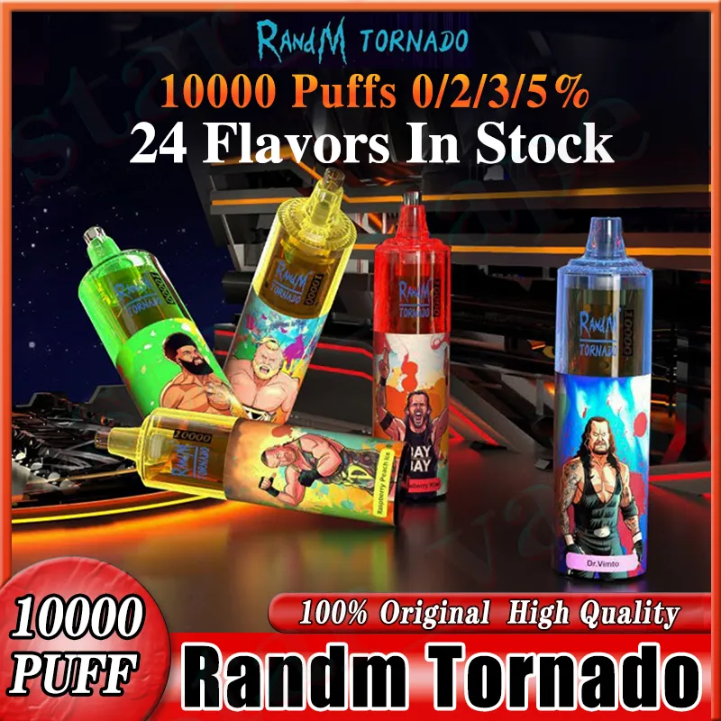 Original RandM Tornado Puffs 10000 Descartáveis Vape Pen Descartáveis 10k E Cigarros Bateria Recarregável Controle de Fluxo de Ar Bobina de Malha 20ml Pod Pré-preenchido
