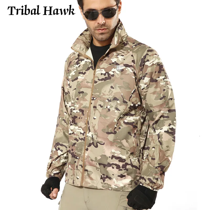 Vestes pour hommes Veste de camouflage tactique d'été Hommes imperméable à capuche mince imperméable coupe-vent militaire marine sceau veste de peau légère S-4XL 230926