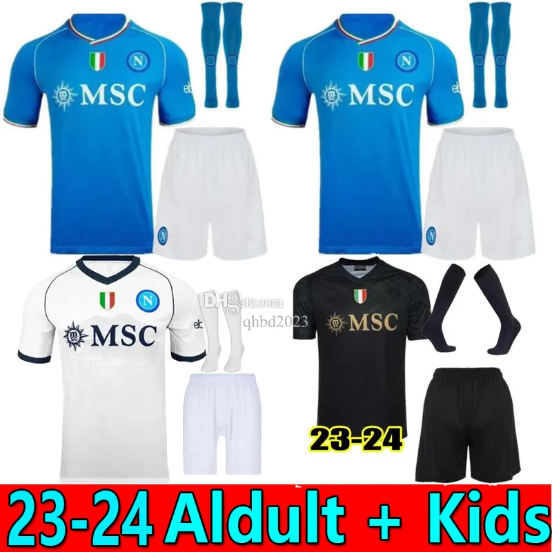 23 24 Napoli Kvaratskhelia Soccer Jerseys Maglia Naples 2023 2024 Adult Suit Kid Kit Men Football Shirt H.lozano Simeone SSC Maillots De Foot Maradona Osimhen Elmas