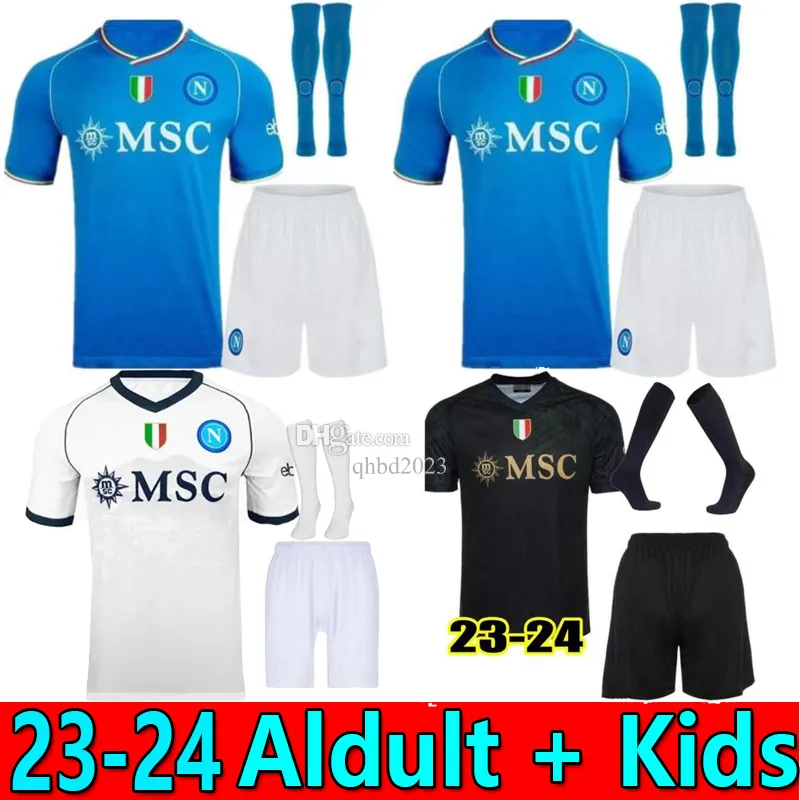 23 24 NAPOLI KVARATSKHELIA Футбольные майки Maglia Naples 2023 2024 Костюм для взрослых Детский комплект Мужская футбольная рубашка H.LOZANO SIMEONE SSC Maillots de foot MARADONA OSIMHEN ELMAS