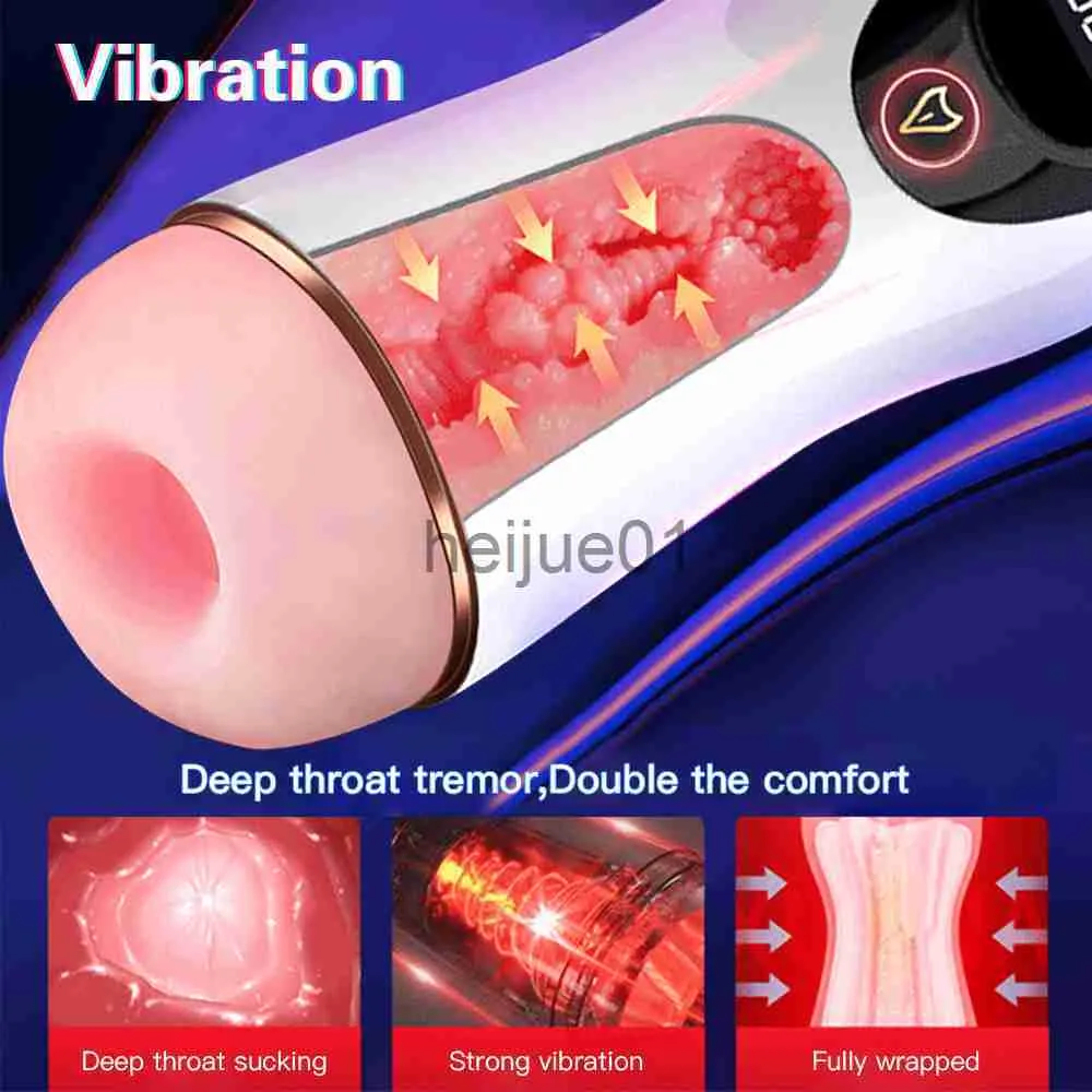 Masturbatoren Automatischer männlicher Masturbator Cup Saugen Vibration Blowjob Echte Vagina Taschenmuschi Penis Oral Sex Maschine Spielzeug für Mann Erwachsene 18+ x0926 x0927