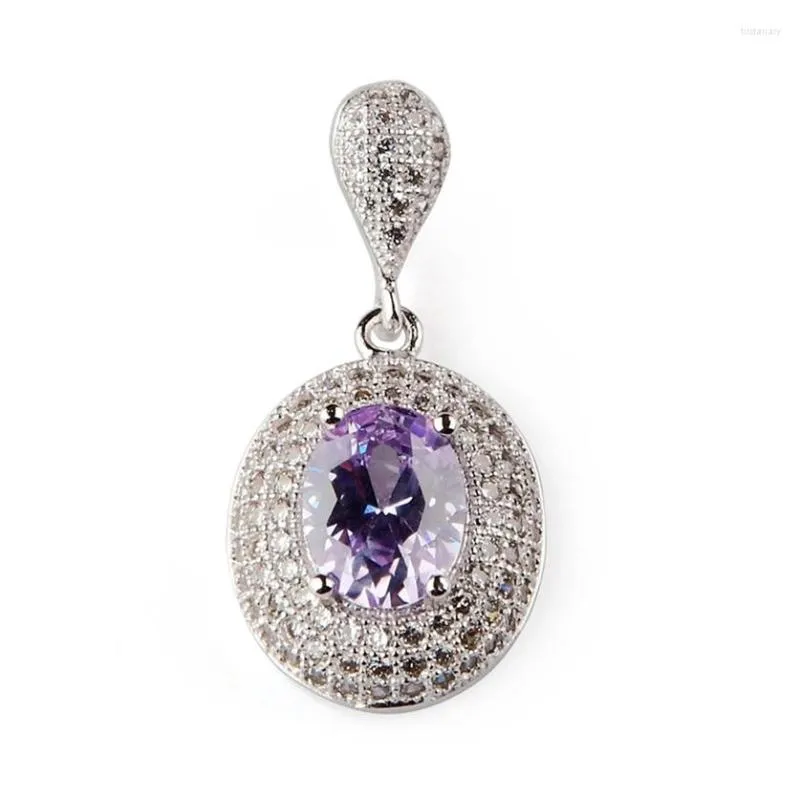 Collane con ciondolo Fleure Esme Gioielli carini Pendenti di Natale Ciondoli per le donne Regali Goccia Viola chiaro Cubic Zirconia placcato rodio R3182