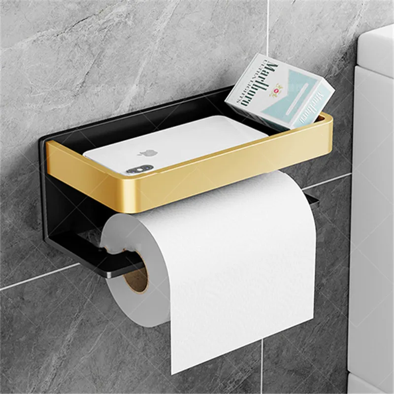 Comprar Organizador portarrollos de papel higiénico adhesivo, soporte de  almacenamiento de montaje en pared, dispensador de toallas de papel sin  taladro para cocina y baño, de acero inoxidable