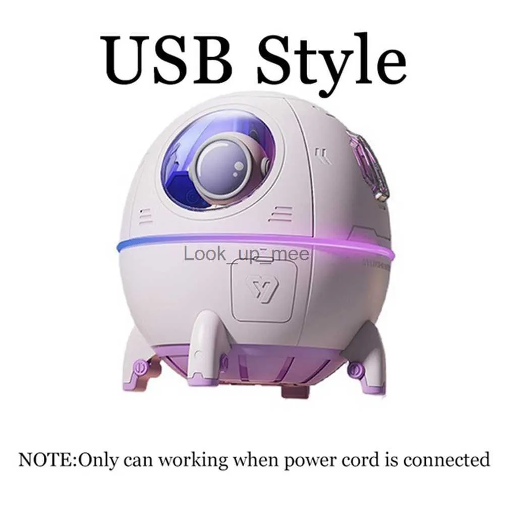 Luftfuktare nya astronaut luftfuktare 220 ml ultraljud arome eterisk olja diffusor LED -ljus USB -dimspruta gåvor lila a yq230927