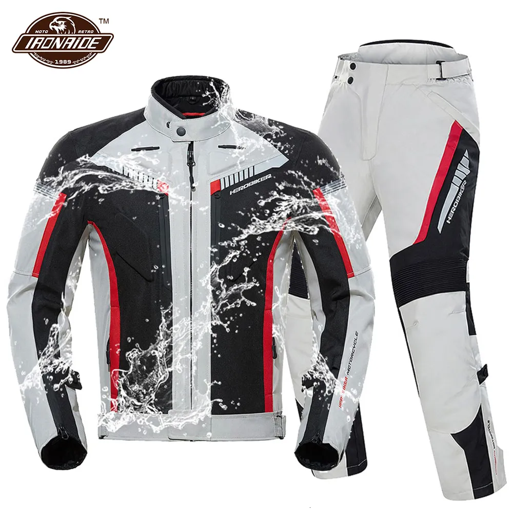 Jaquetas masculinas HEROBIKER À Prova D 'Água Jaqueta de Motocicleta Homem Racing Terno Vestível Jaqueta de Motocicleta Calças de Moto Conjunto com Proteção EVA 230925