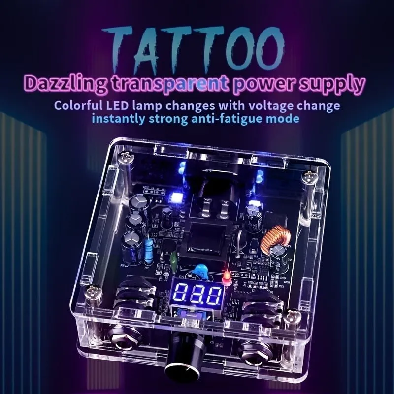 Tatueringsmaskin transparent strömförsörjning 3a fotfri transformator LED Display Skärm Prick Eyebrow Floating 230926