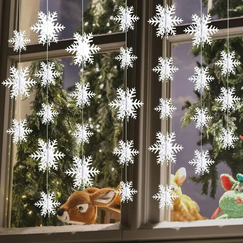 Décorations de Noël 30pcs flocons de neige artificiels blanc paillettes flocon de neige arbre de Noël décoration suspendue pour la maison hiver fête artisanat pendentif