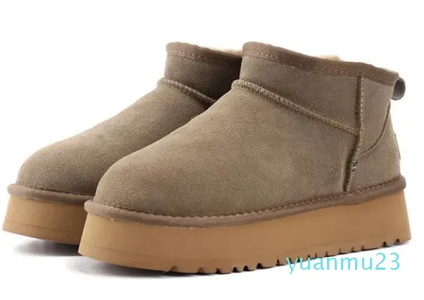 Mulher inverno wgg tornozelo austrália neve ug botas de fundo grosso couro real quente botas fofas com