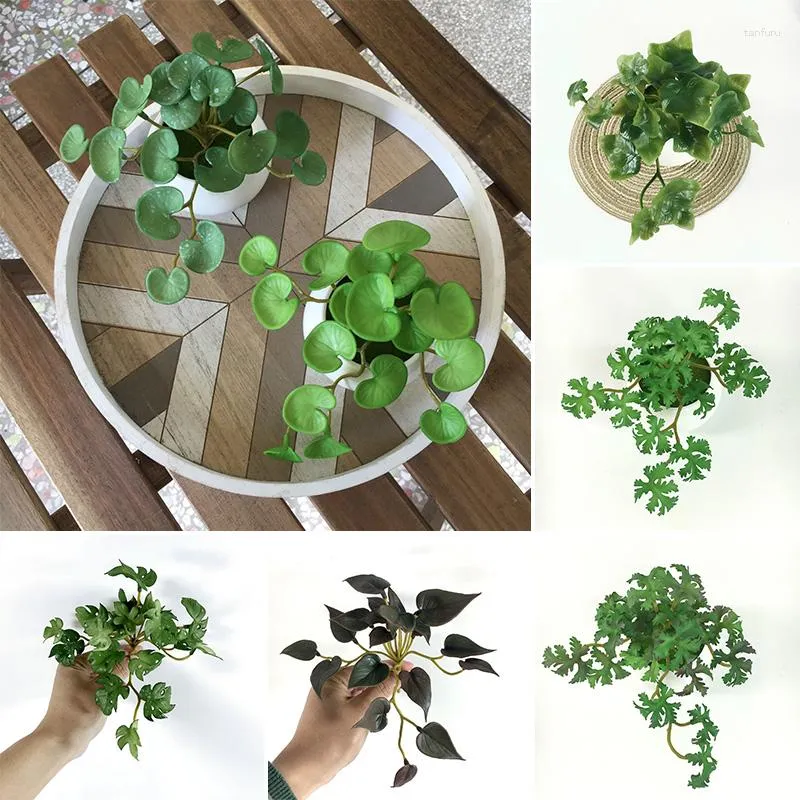 装飾的な花シミュレーション緑の植物人工葉の偽のアイビープラスチック銅コイングラスグラス飾りGデスクトップ盆栽ホームショップの装飾