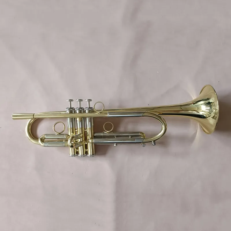 Nowy przylot BB Trumpet Wysokiej jakości złoty lakier srebrny Trumpet Brass Musical Instruments Composite Type Trumpet 00