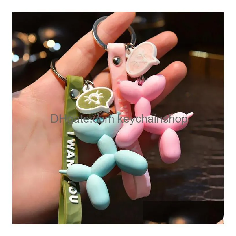 Schlüsselanhänger Lanyards Mode Nette PVC Schlüsselbund Schmuck Paar Lange Schlüsselring Kreative Cartoon Handy Tasche Auto Anhänger Zubehör Dro Dhh9P