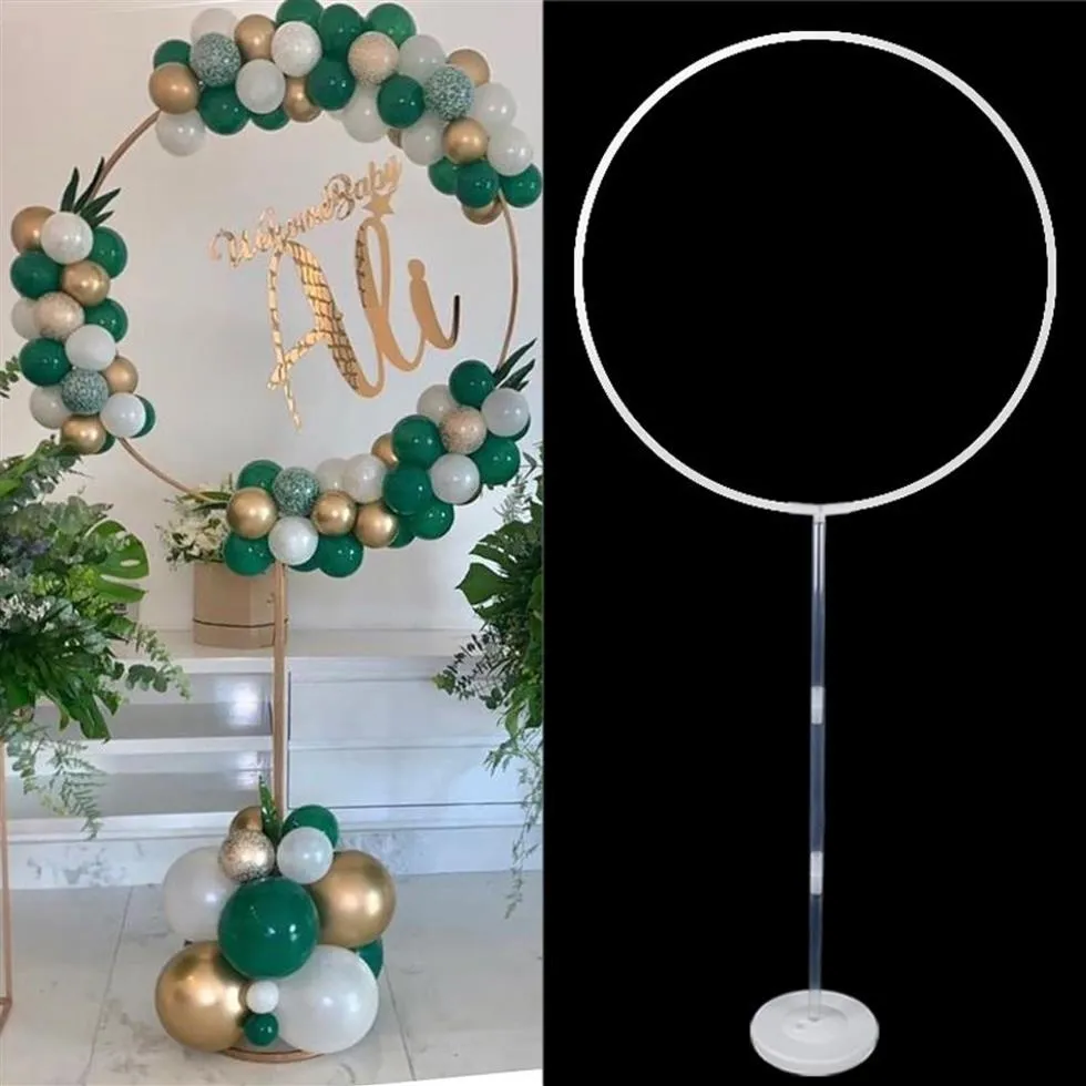 1 set 2 set Bianco Rotondo Cerchio Supporto per palloncino Supporto per cornice per palloncino Decorazioni Matrimonio Baby Shower Festa di compleanno Supporto per colonna 1027218i