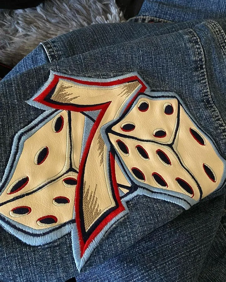 ジーンズの男性バギーヒップホップスタイル 刺繍されたワイド
