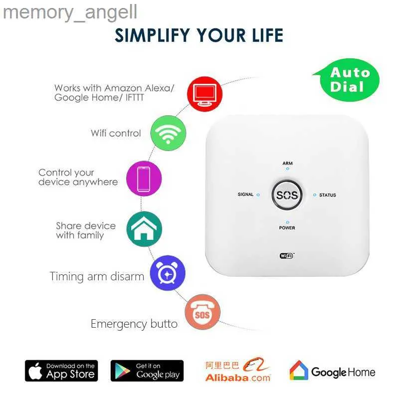 Systèmes d'alarme Détecteur de mouvement PIR capteur de porte maison intelligente garde complète 433 MHz sans fil GSM SMS système d'alarme de sécurité anti-cambriolage bras/désarmement de synchronisation YQ230926