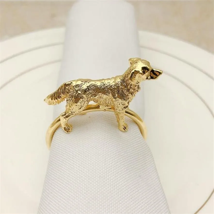 Napkin Rings 6Pcs Set Cute Dog Shape Ring Creative Exquisite Alloy Visual Effect Holder For Kitchen226m