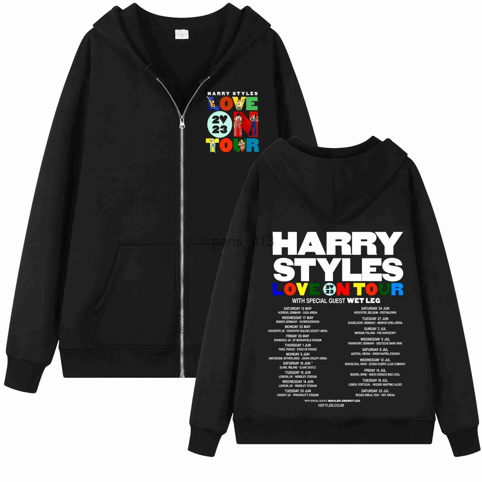 Herren Trainingsanzüge 2023 Love on Tour Konzert Bedruckter Reißverschluss Hoodies Sweatshirt Love on Tour Trainingsanzug Kommen Sie Männer Frauen Kleidung Anime Hoodie x0926