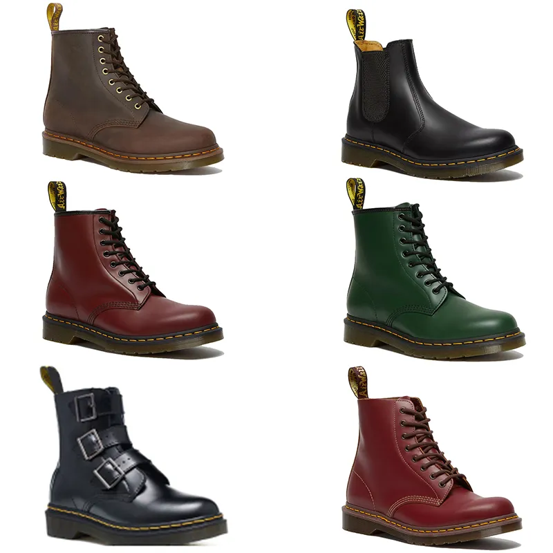 Designer doc marten stivaletti da donna Martens Dr Martins Piattaforma da uomo Stivaletti da neve invernali in pelle alta Scarpe alla caviglia con fondo Oxford nero Modello battistrada DMS