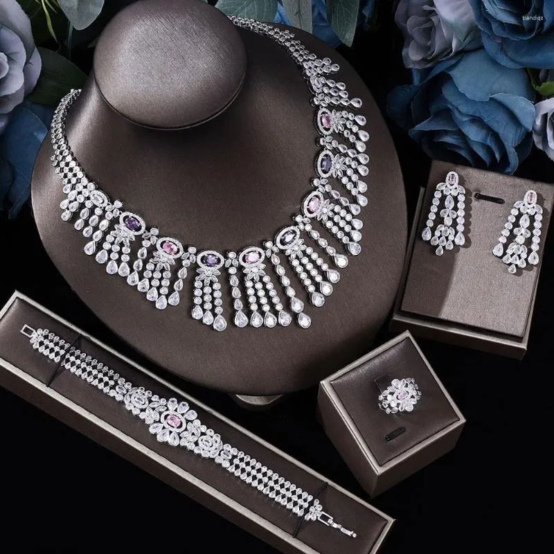 Ketting Oorbellen Set 2023 Top 4 Stuk Bruidssieraden Mode Dubai Dames Bruiloft Accessoires Ontwerp