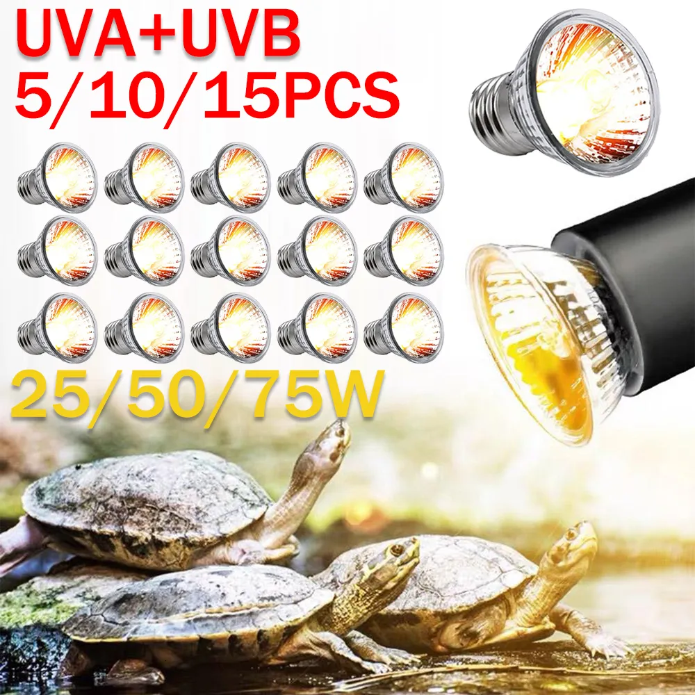 Other Home Garden 515PCS 255075W UVAUVB Reptilienlampenbirne Turtle Basking UV-Glühbirnen Heizung Vollspektrum-Sonnenlampe für Amphibien 230925