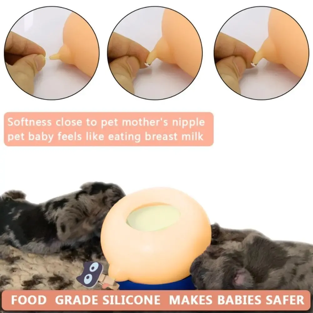 Distributeur de lait pour animaux de compagnie, 150ml, tétines bioniques, de qualité alimentaire, en Silicone, outil d'alimentation en lait pour chien, chat, chaton