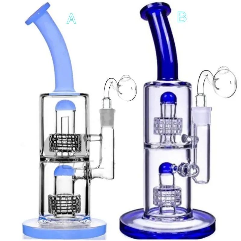 8.2 "背の高い緑色の紫色のミニハンドグラスボンPercとPerc Hoss Glass Water Pipe Micro Rig 14 mmジョイントランダムボウル