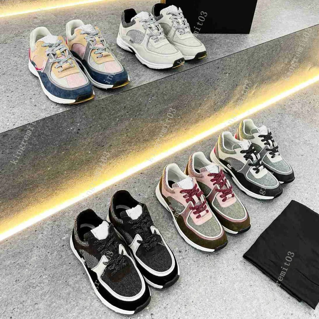 Designer Casual Shoes Calfskin Reflective Shoes Vintage Sneakers Suede Leather Trainers Stylist Sneaker Patchwork Leisure Shoe Platform LACE-UP MED BOX