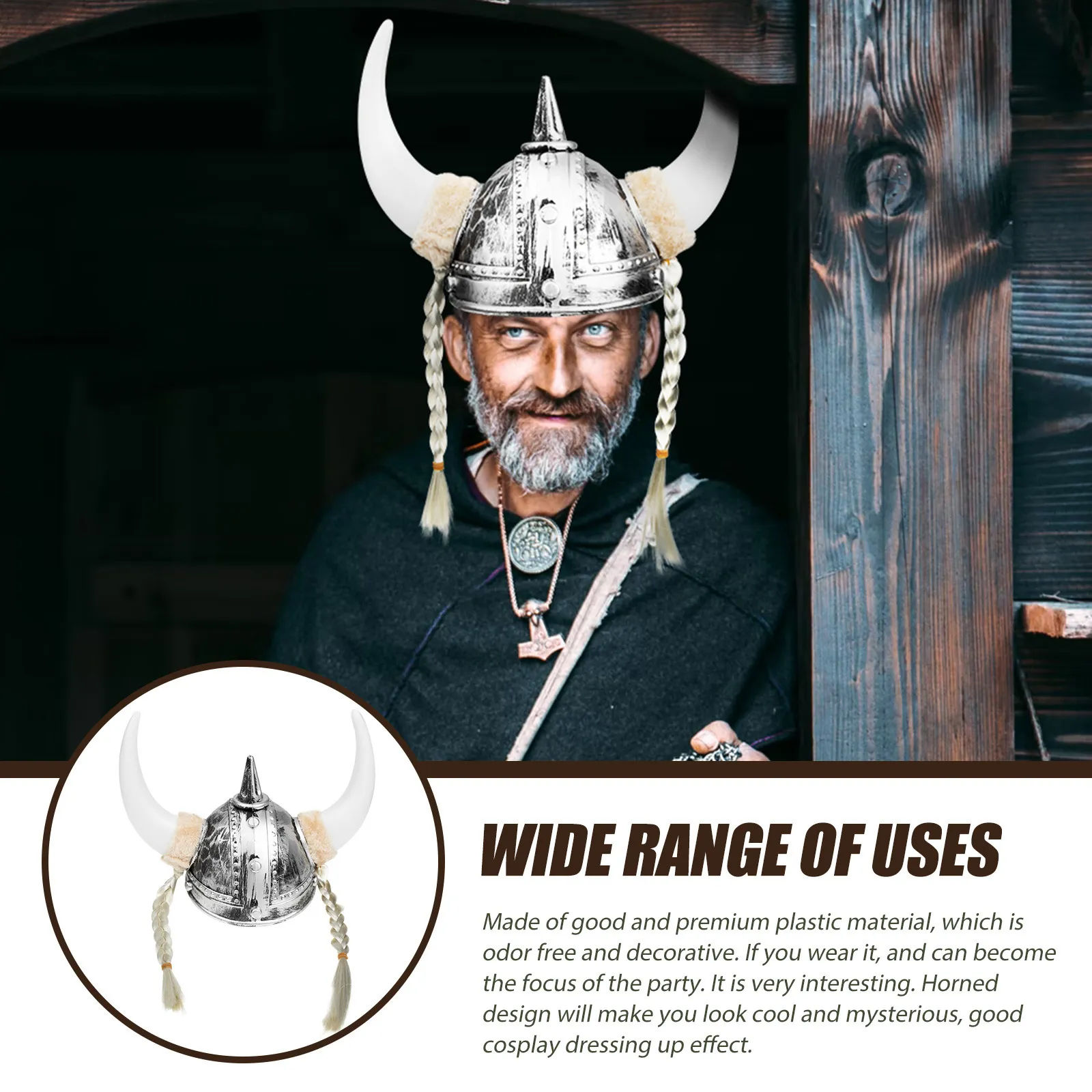 Costume Prop 45856 Adult Gold Viking Helmet With Horns - Medieval Barbarian Costume Prop For Halloween Gold Plastic Viking Hat