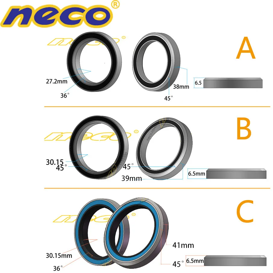 Grupki rowerowe NECO łożyska droga MTB rower słuchawkowy 38 39 41 418 438 44 8 9 47 489 49 508 51 518 52 mm dla giganta 230925