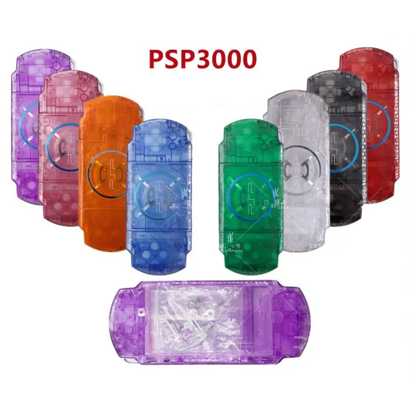 حزم الملحقات ألوان بلورية لـ PSP3000 PSP 3000 3004 Game Console Shell Placement Case Cover Full Withith Button Kit 230925