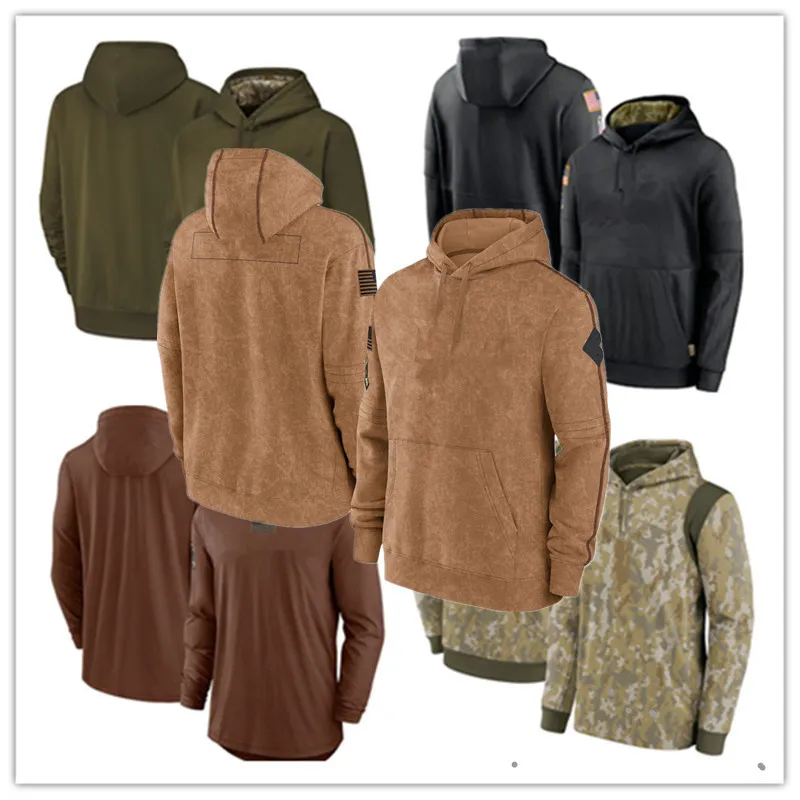 män kvinnor ungdom barn 2023 hälsar till service sidelinje pullover hoodie svart armé grön brun camo