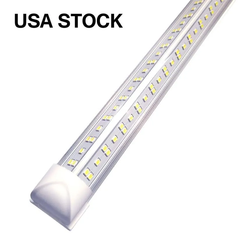 25st Rör 8ft LED -butiksljus 8 fot Coolare Door Zer Tube Lighting Fixture 2 Rad 100W 10000 lm V Form Fluorescerande rör 206F