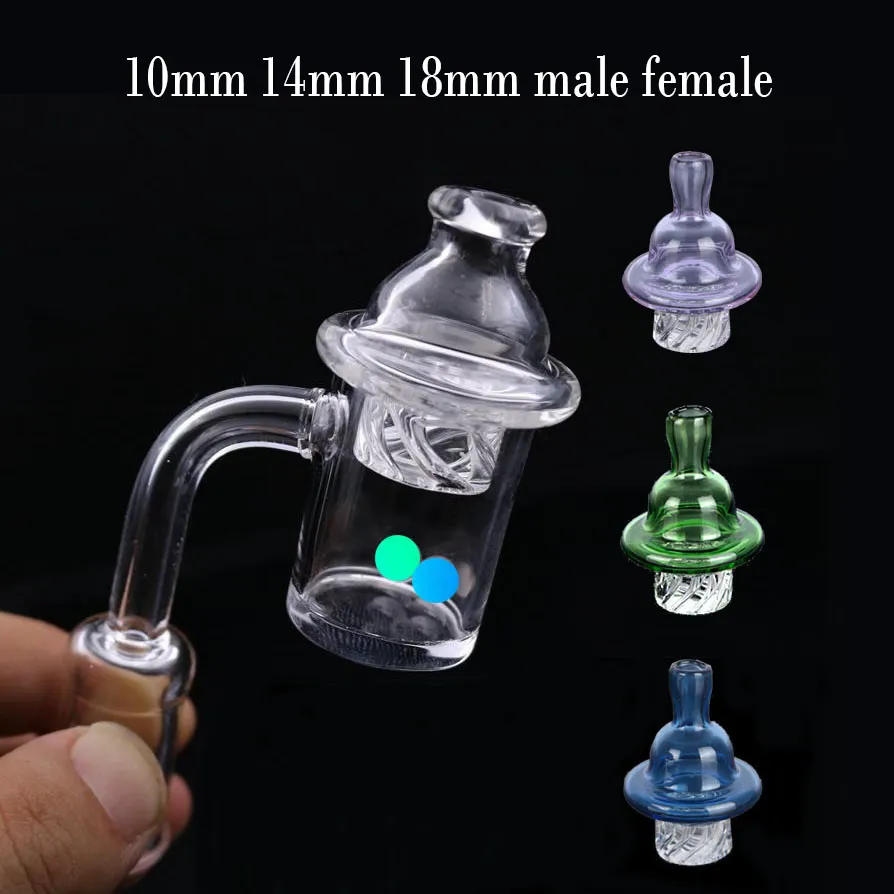 Gros Quartz Banger Carb Cap Set 25mm Quartz Nail Brûleur À Huile Tuyau 10mm 14mm 18mm Mâle Femelle Terp Flat Top Bangers pour Dab Rigs Verre Bongs Accessoires