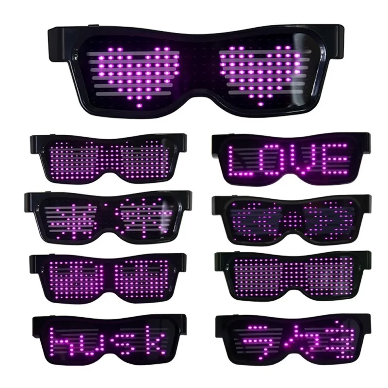 Andra evenemangsfestleveranser Bluetooth Programmerbar LED -text USB -laddningsglasögon Dedikerad nattklubb DJ Festival Party Glowing Toy Gift 230926