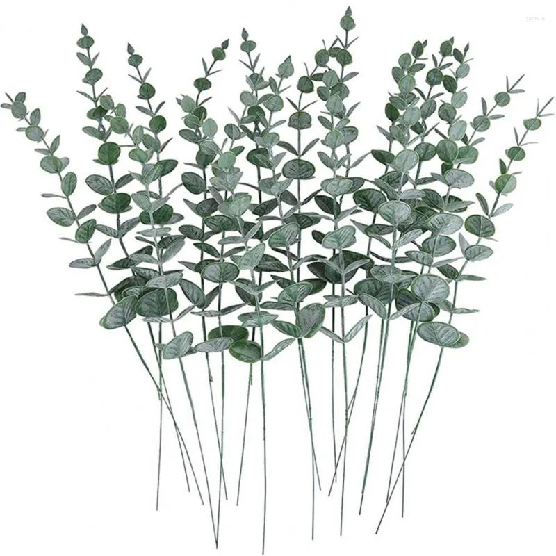 Fleurs décoratives forme exquise plante artificielle tiges d'eucalyptus réalistes décor de verdure pour mariage maison 20 pièces Simulation réutilisable