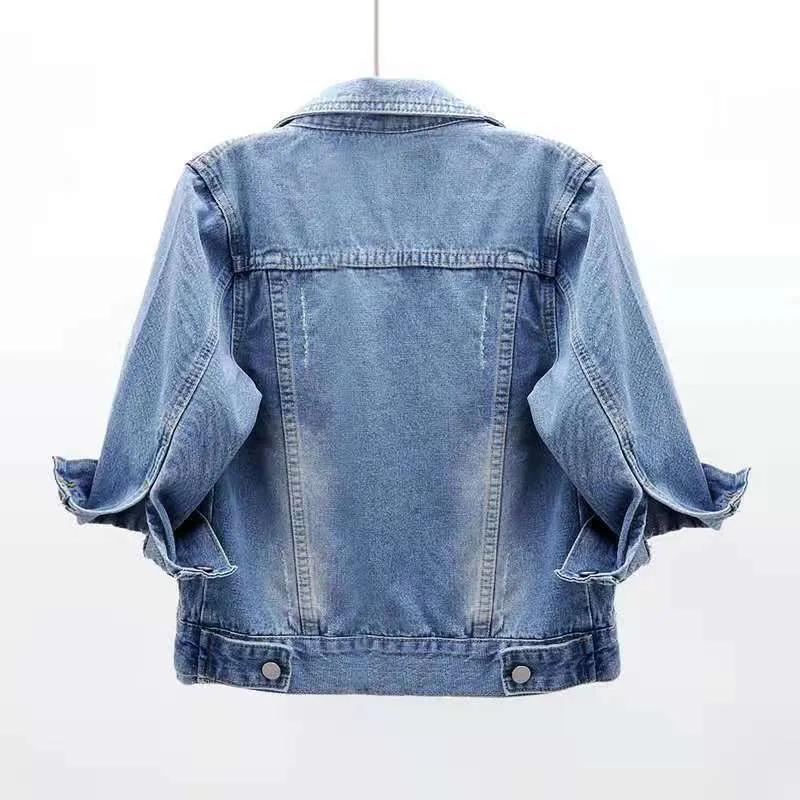 Giacche Da Donna Giacca Di Jeans Donna Maniche A Tre Quarti Giacca