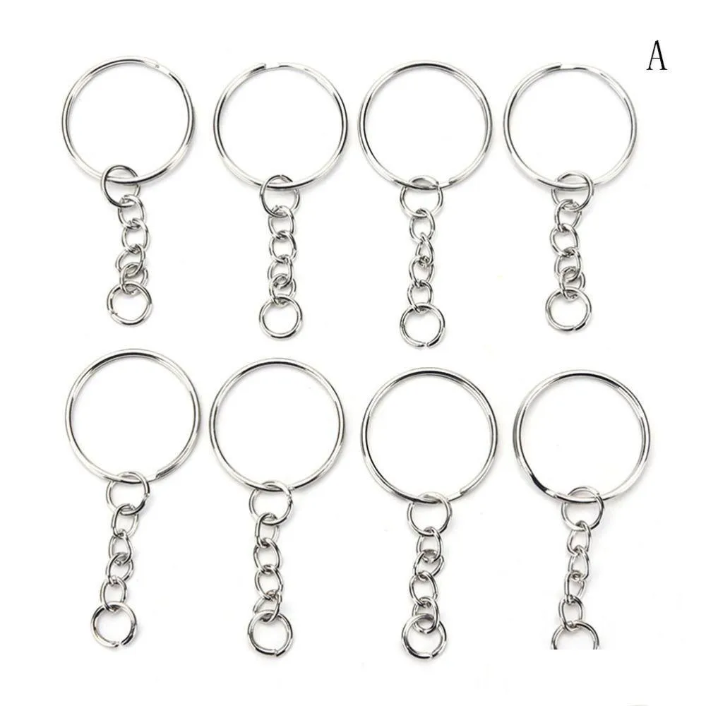 Portachiavi 100 pezzi / set Catene Sier Lega di acciaio inossidabile Cerchio Fai da te 25 mm Portachiavi 3 stili Gioielli Portachiavi Anello Accessori Drop Deliv Dhyjl