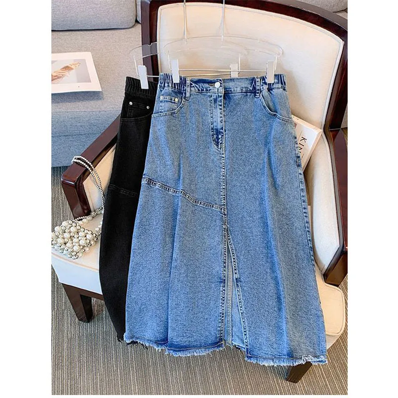 Plus size long top denim skirts 6xl