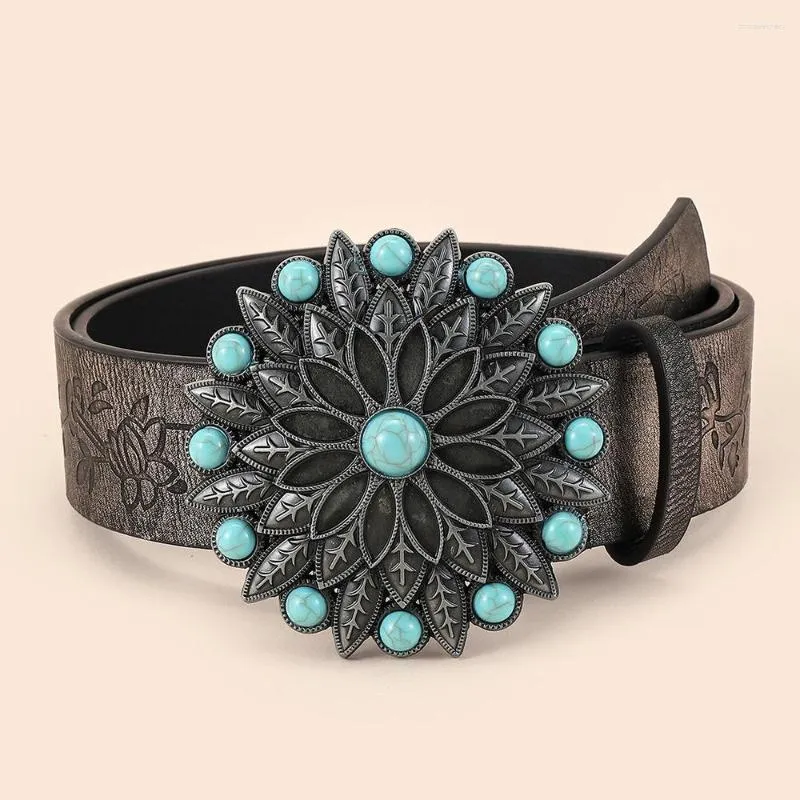 Belts Belt Female Carved Blue Print Personalized Versatile Fashion Straight Decoration