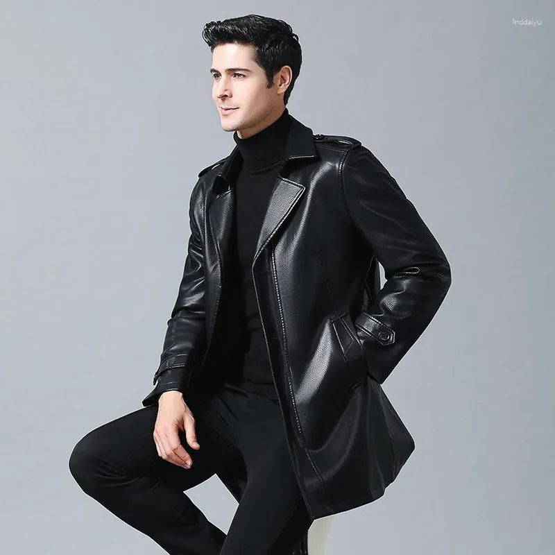 2023 Autumn Winter Mens Slim Fit Leather Jacket Casual Fashion