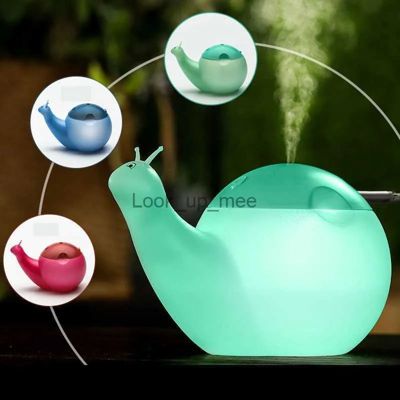 Humidifiers 550ML Cute Snail Humidifier Large Capacity Ultrasonic Aroma Diffuser Night Light Mini USB Home Office Car Mist Maker YQ230926