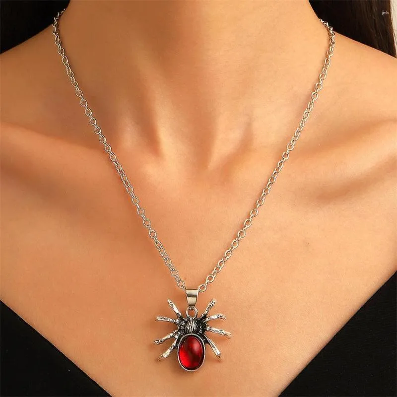 Hanger Kettingen Gothic Spider Ketting Voor Vrouwen Verstelbare Ingelegde Zirkoon Kristal Halfedelsteen Choker Halloween Cadeau