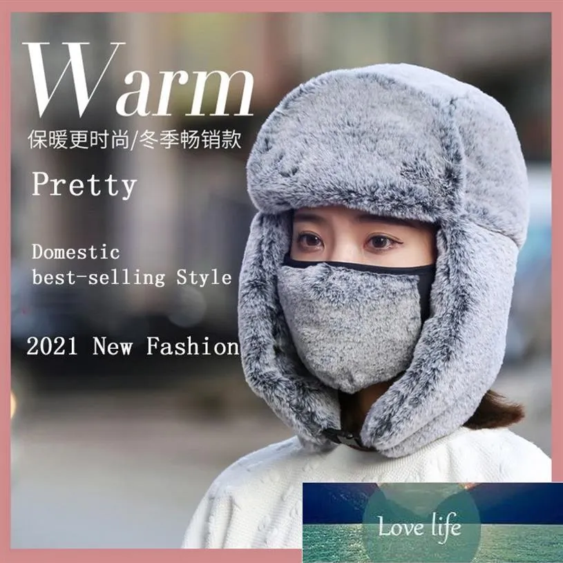 女性のための冬のチャプー爆撃機femme faux fur rossian hat windproof Solid color ushanka厚い温かいキャップ