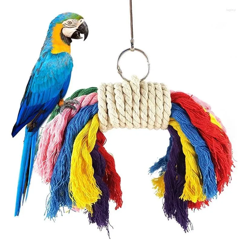 Otros suministros para pájaros Parrot Chew Toy Colgando Cuerda multicolor Anti-mordida Jaula Forrajeo Accesorios para mascotas