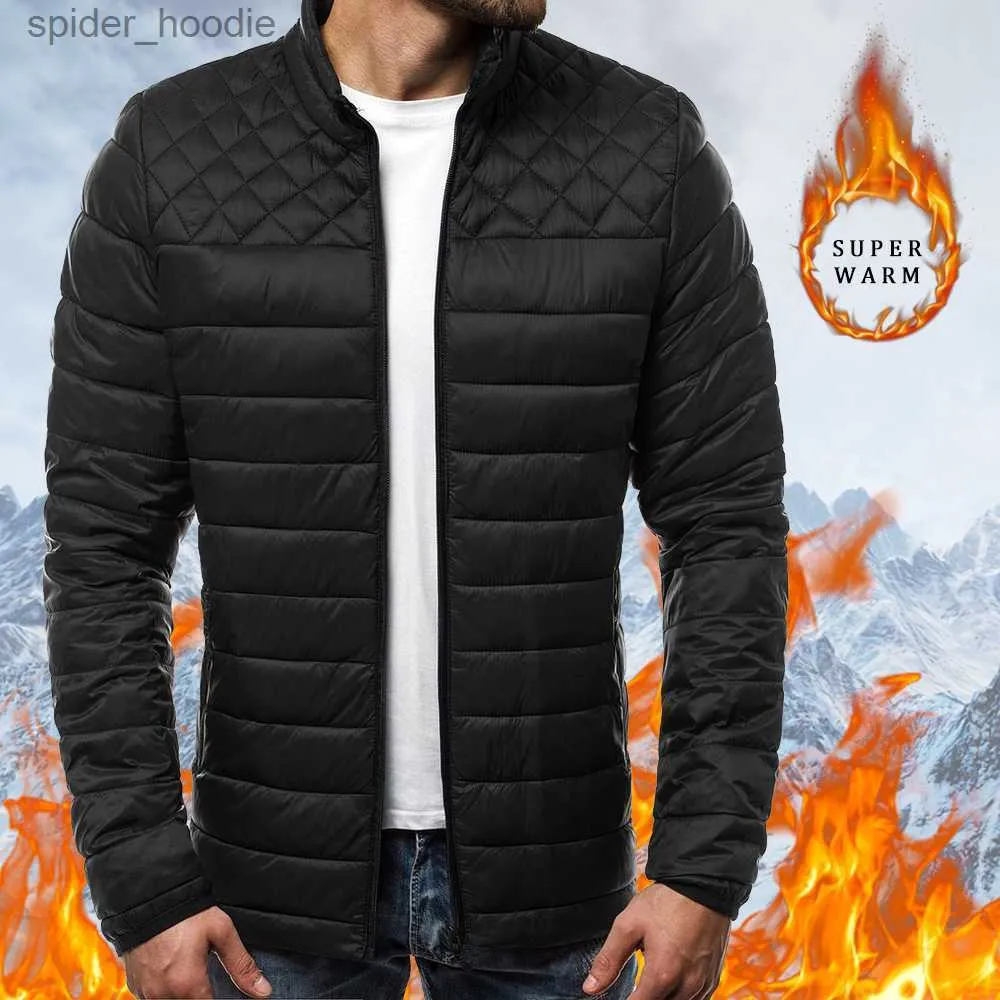 Donsparka's voor heren Hot Sale Dikke heren warme ritsjassen Winter Casual streetwear Sport Fitnessjassen Effen kleur Winddicht gewatteerd donsjack L230926