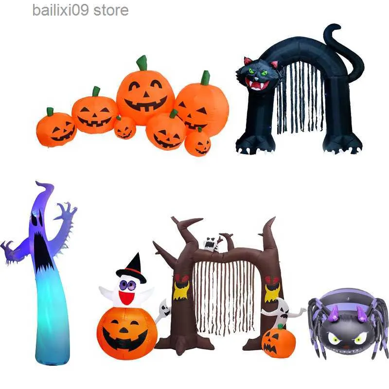 Decoração de festa 2023 Novos brinquedos de Halloween ao ar livre Decoração LED iluminado inflável abóbora fantasma esqueleto crânio aranha Halloween Party Proops T230926