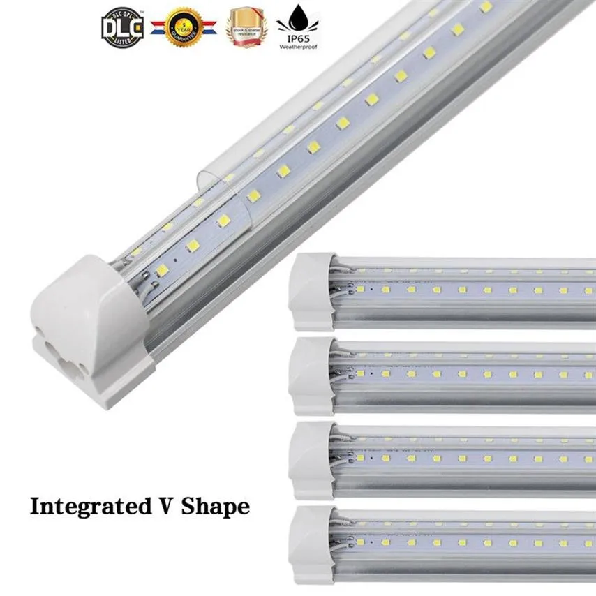 V-formad 3ft 4ft 5ft 6ft 8ft kylare Dörr LED-rör T8 Integrerade LED-rör dubbla sidor SMD 2835 LED Fluorescerande ljus 25-Pack273b