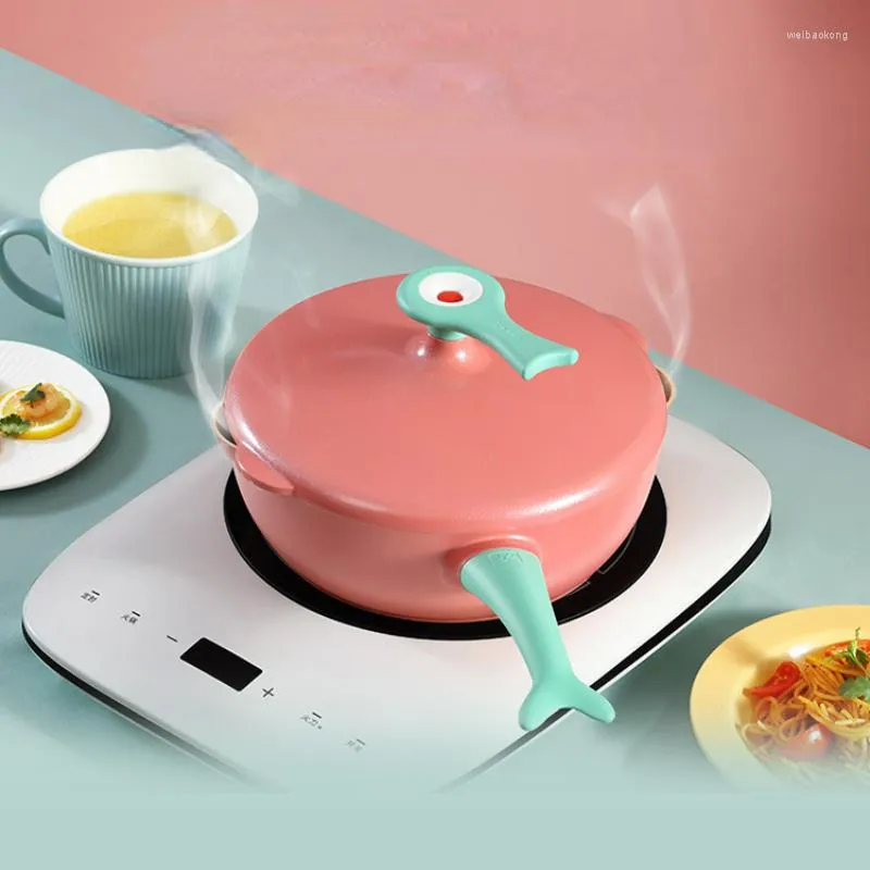 Pannor Fun Whale Shape Cookware Freying Pan Home Micro Pressure Quick Cooking Non-Stick Multifunktionell biff keramik