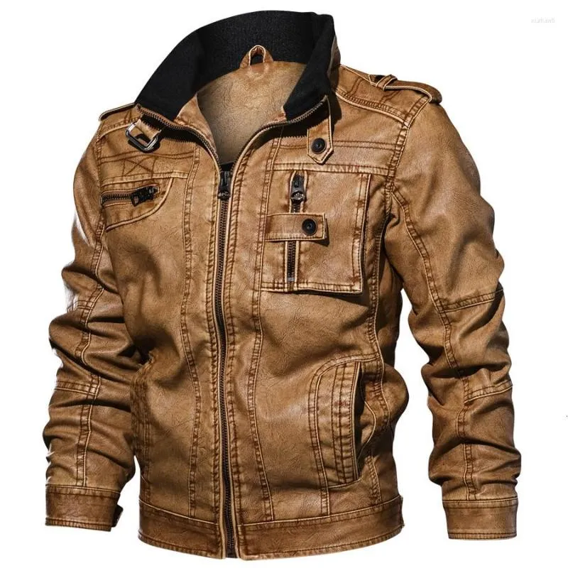 Vestes de marque en fourrure pour hommes, coupe cintrée, vêtements d'extérieur décontractés, blouson aviateur, brise-vent en cuir PU pour moto, manteau masculin 6XL 7XL