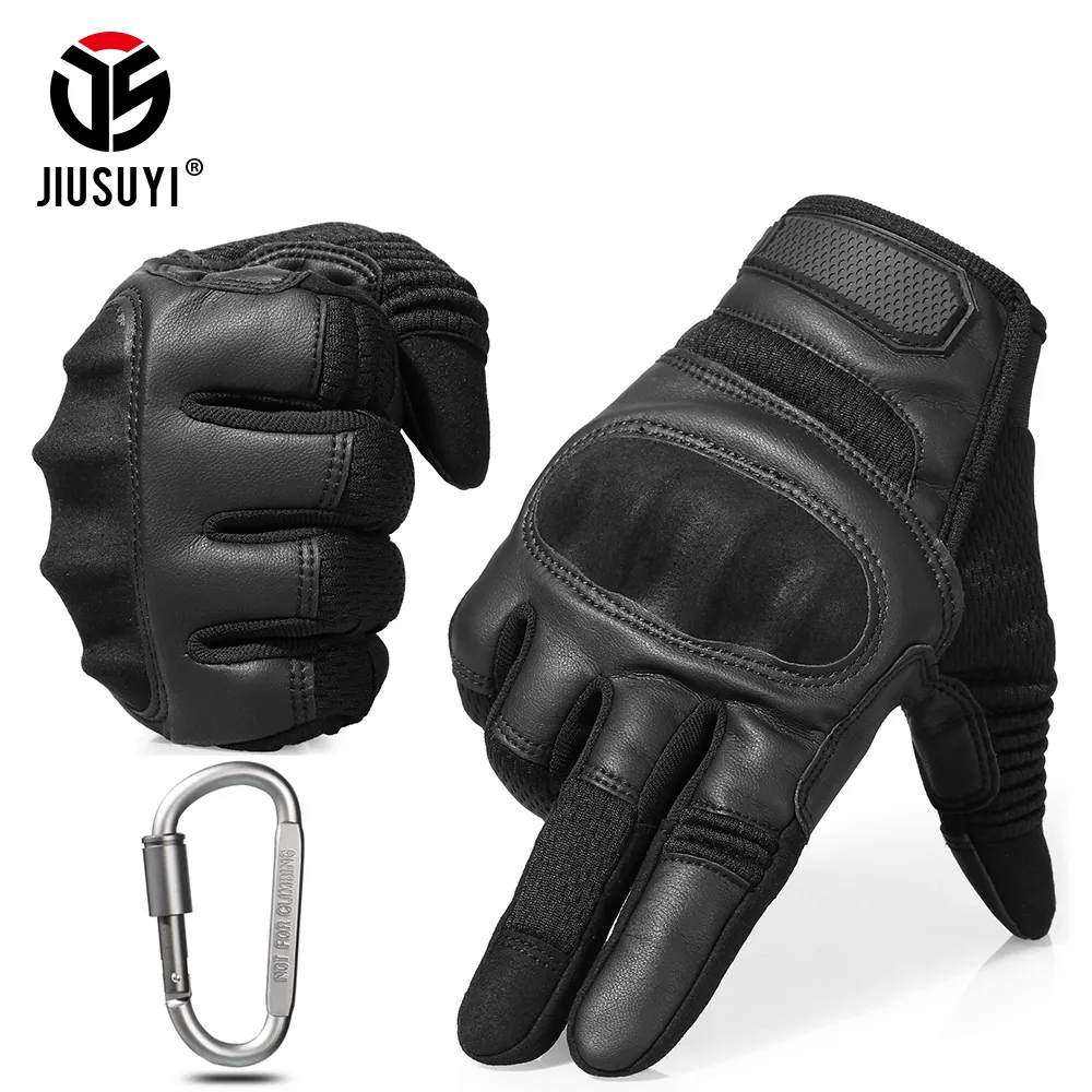 Fünf Finger Handschuhe Taktische Militärische Vollfinger Leder Airsoft Armee Kampf Touchscreen AntiSkid Harte Knuckle Schutzausrüstung Männer 230925