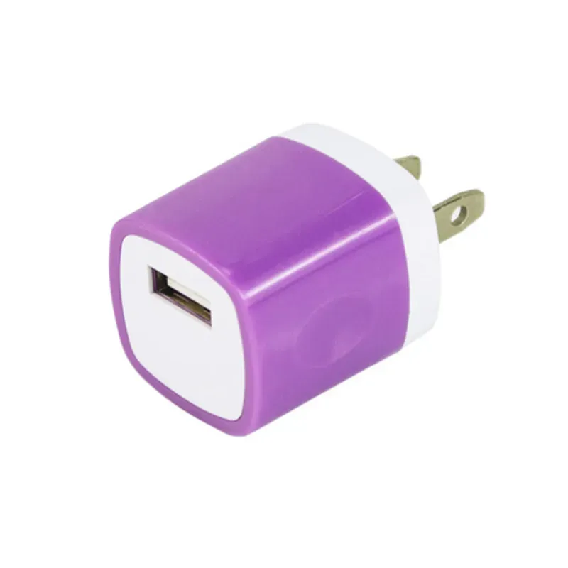 Wall  Travel Adapter 5V 1A Colorful Home US Plug USB  For Android Phone Tablet PC Universal USA Version